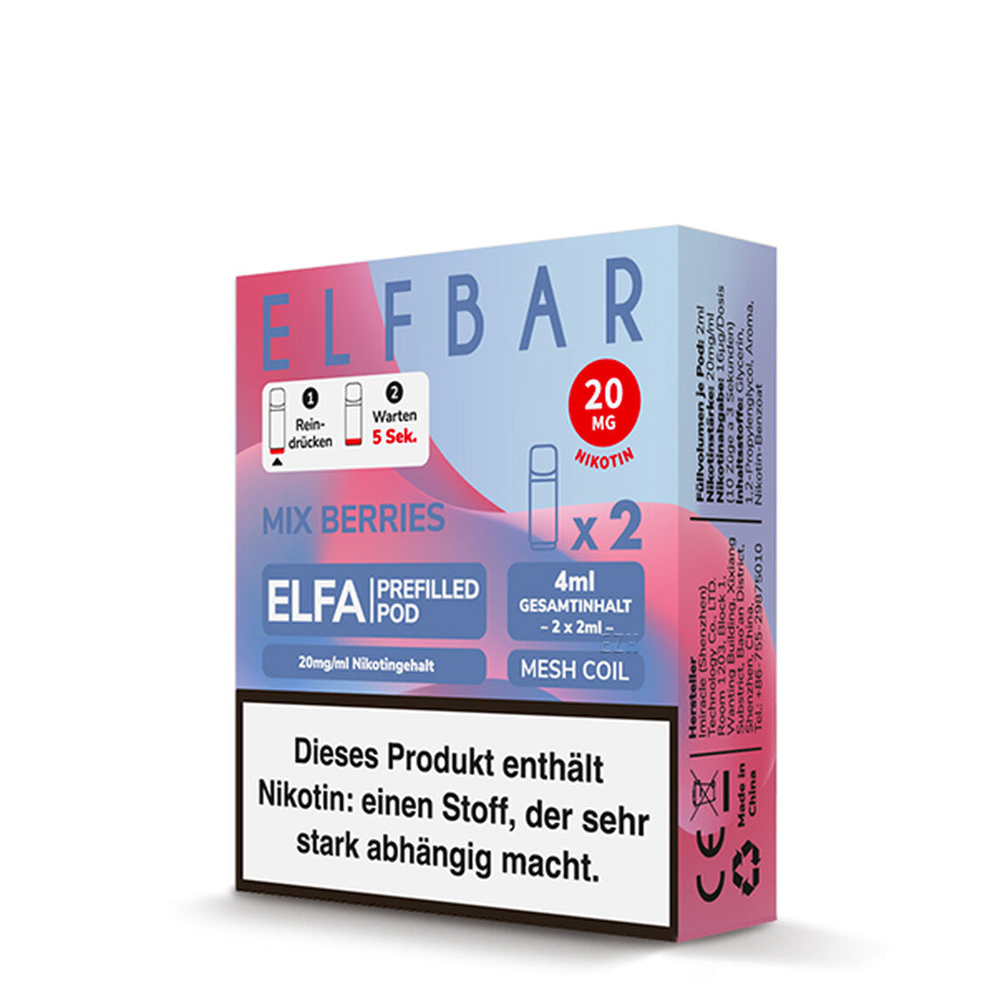 Elf Bar | Elfa Pod | Mix Berries | Grohandel ab 4,74 Dampf Elf Elf Bar | Elfa Pod | Mix Berries | Grohandel ab 4,74 Dampf Elf