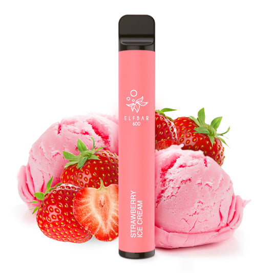 ElfBar 600 Einweg E-Zigarette - Strawberry Ice Cream - 20mg Nikotin/Nikotinfrei