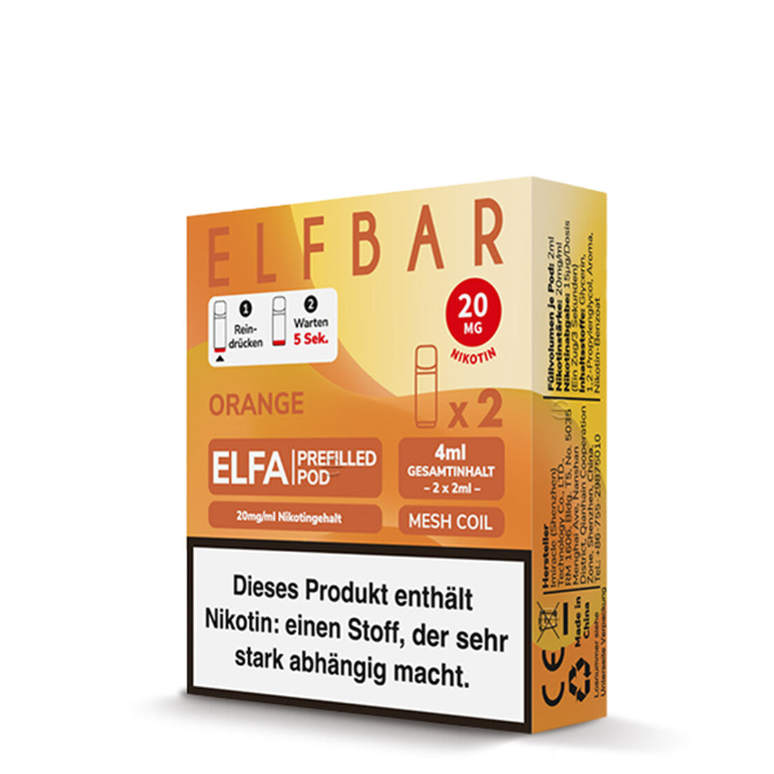 Elfbar Elfa Pod - Orange - 20mg - 2 Stk